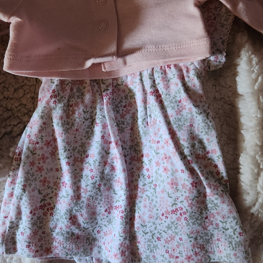 One preemie dress with cardigan, Nicole Miller footie